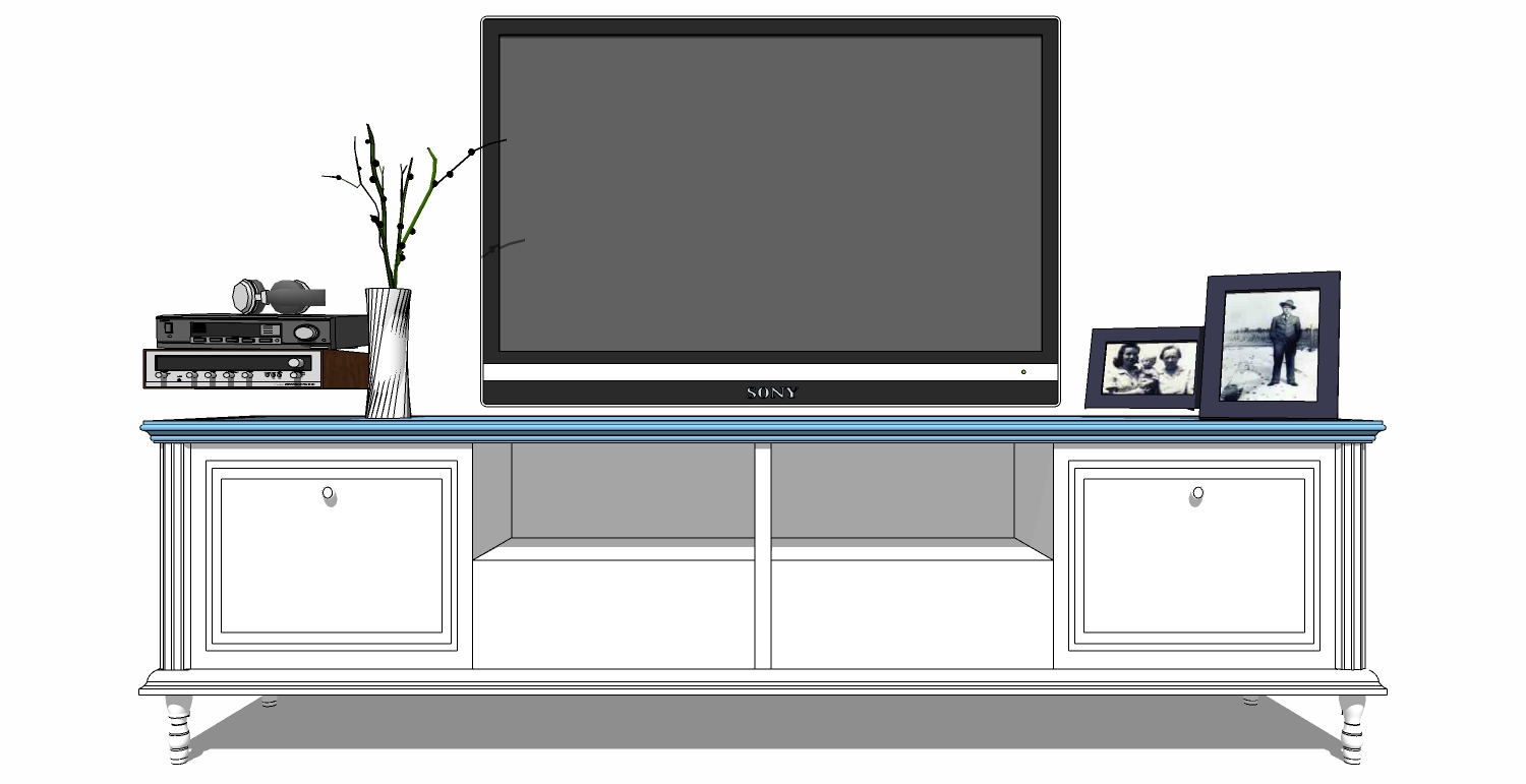 地中海简欧式电视柜su草图模型下载 (5)