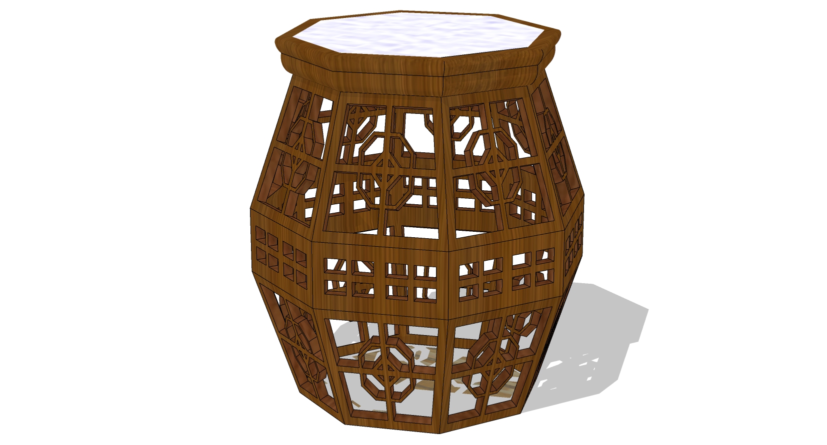 0201中式实木古典家具凳子秀墩鼓凳圆凳圆墩sketchup草图模型下载(1)