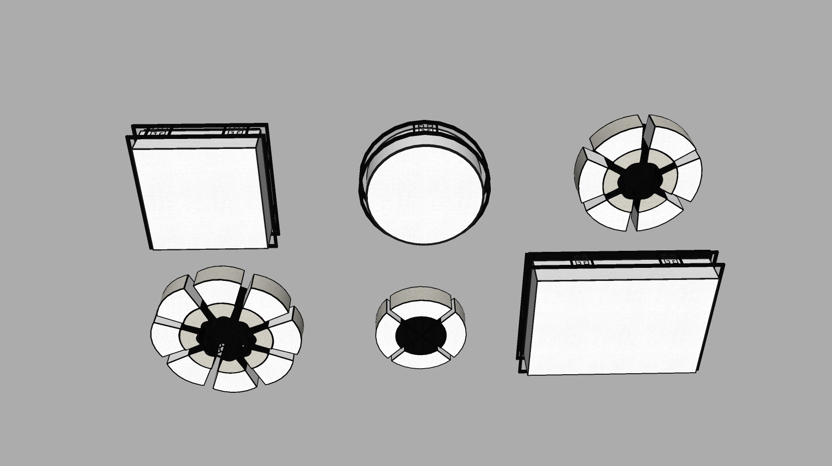 11新中式吸顶灯组合SketchUp草图模型下载