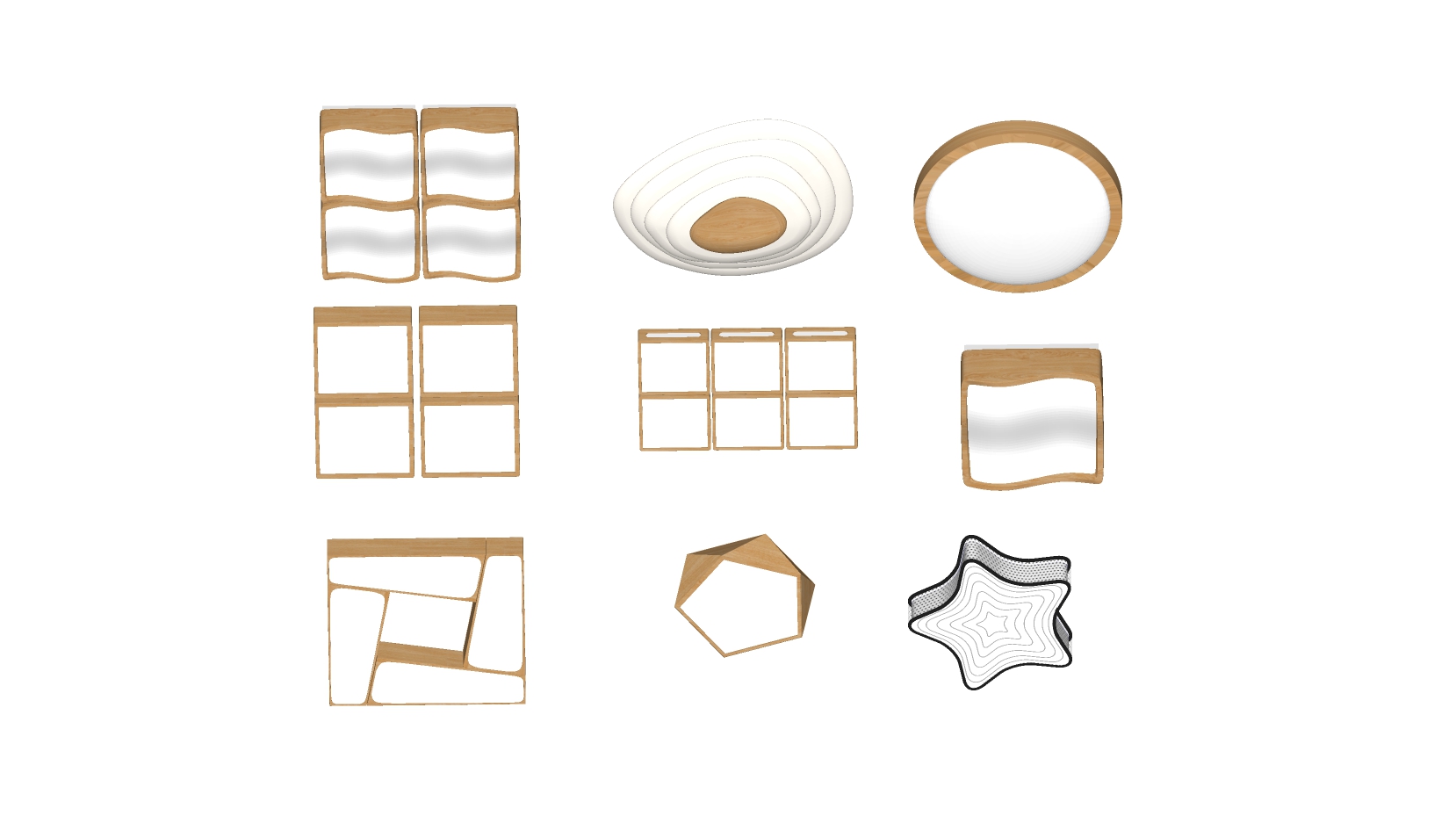 12现代吸顶灯异形吸顶灯星星形状吸顶灯SketchUp草图模型下载