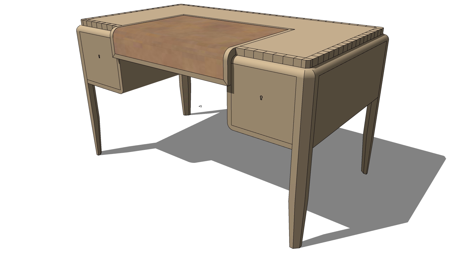 现代简约实木桌子写字桌 SketchUp草图模型下(1)