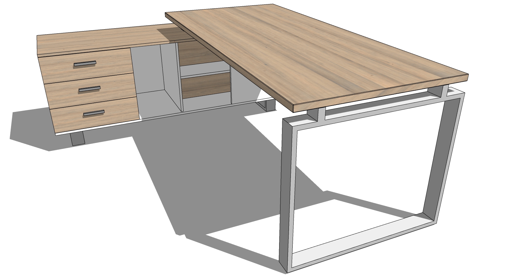 现代桌子实木桌子写字桌SketchUp草图模型下 (3)(1)