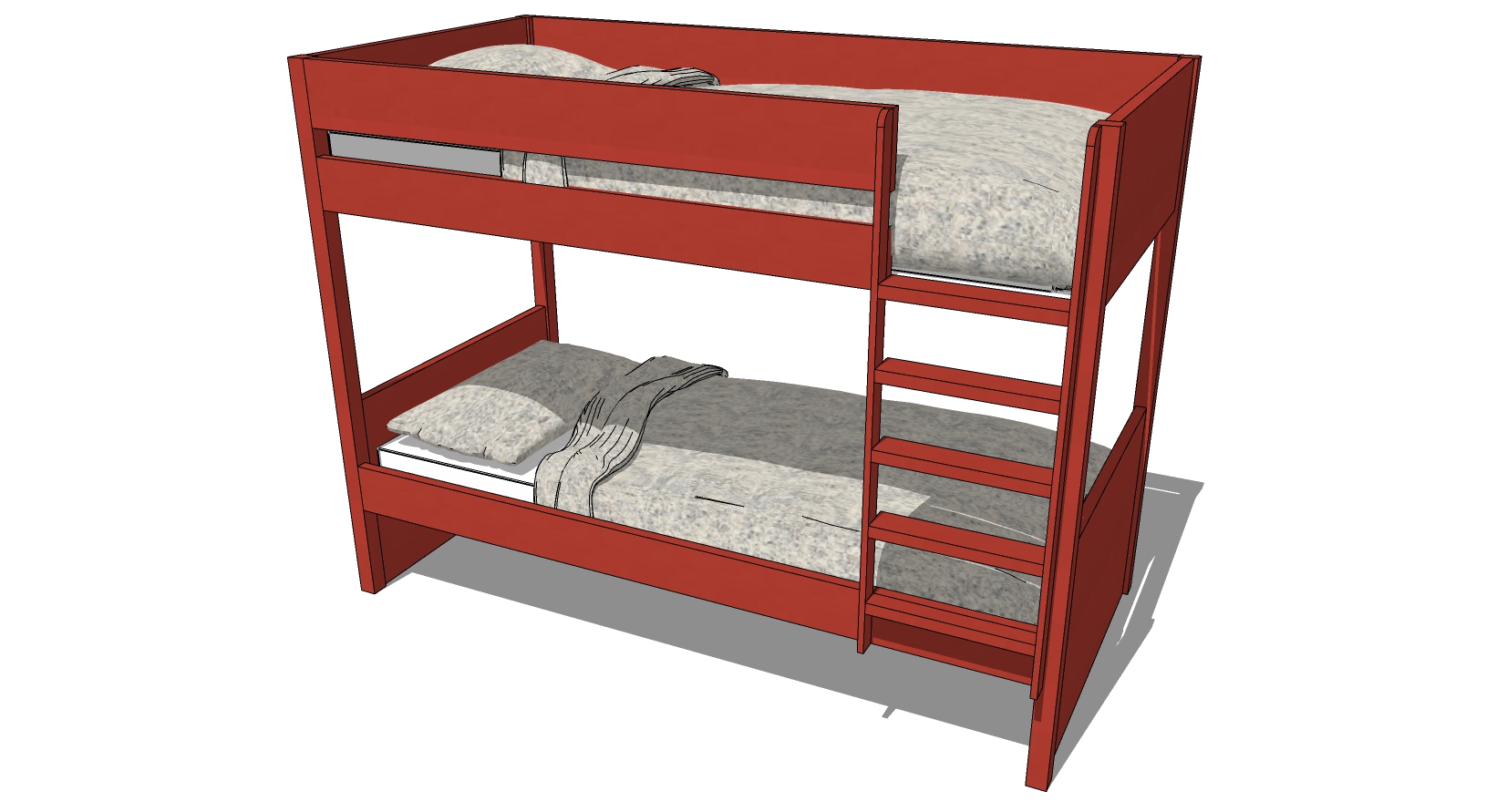 20现代简约实木上下铺床铺木架子床sketchup草图模型下载(1)