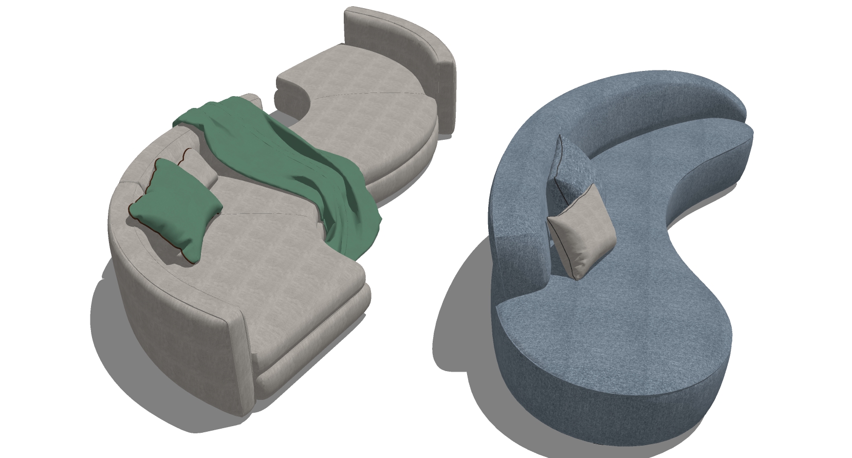 16现代异形 s形弧形多人沙发sketchup草图模型下载(1)