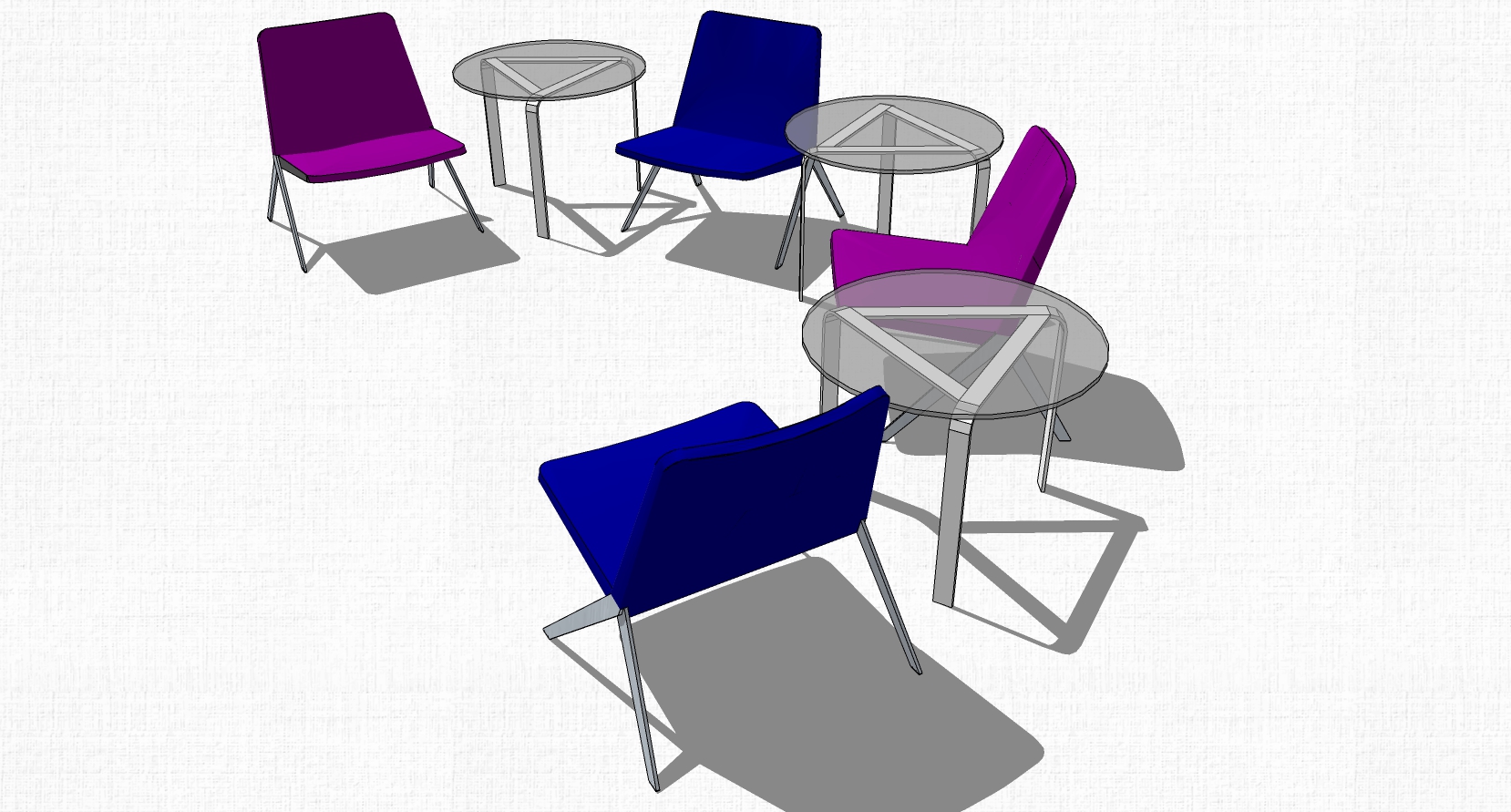 现代北欧圆形休闲洽谈桌椅子SketchUp草图模型下载 (7)(1)