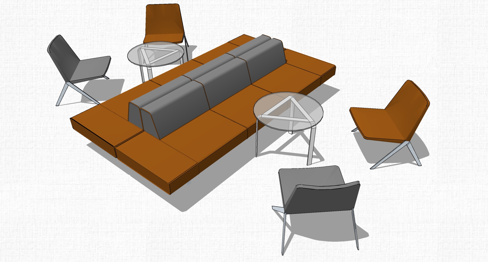 现代办公休闲等候区沙发茶几休闲椅子组合su草图模型下载 c (3)