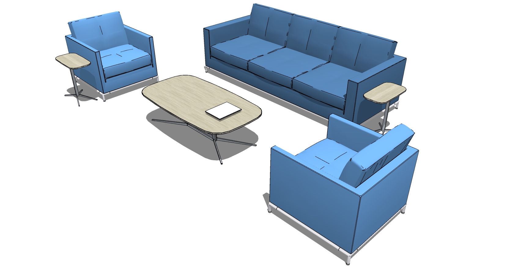 现代办公休闲等候区沙发茶几休闲椅子组合su草图模型下载 (17)