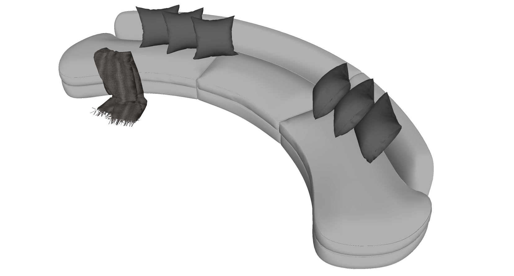 18现代北欧简约弧形多人沙发抱枕组合sketchup草图模型下载 (2)(1)