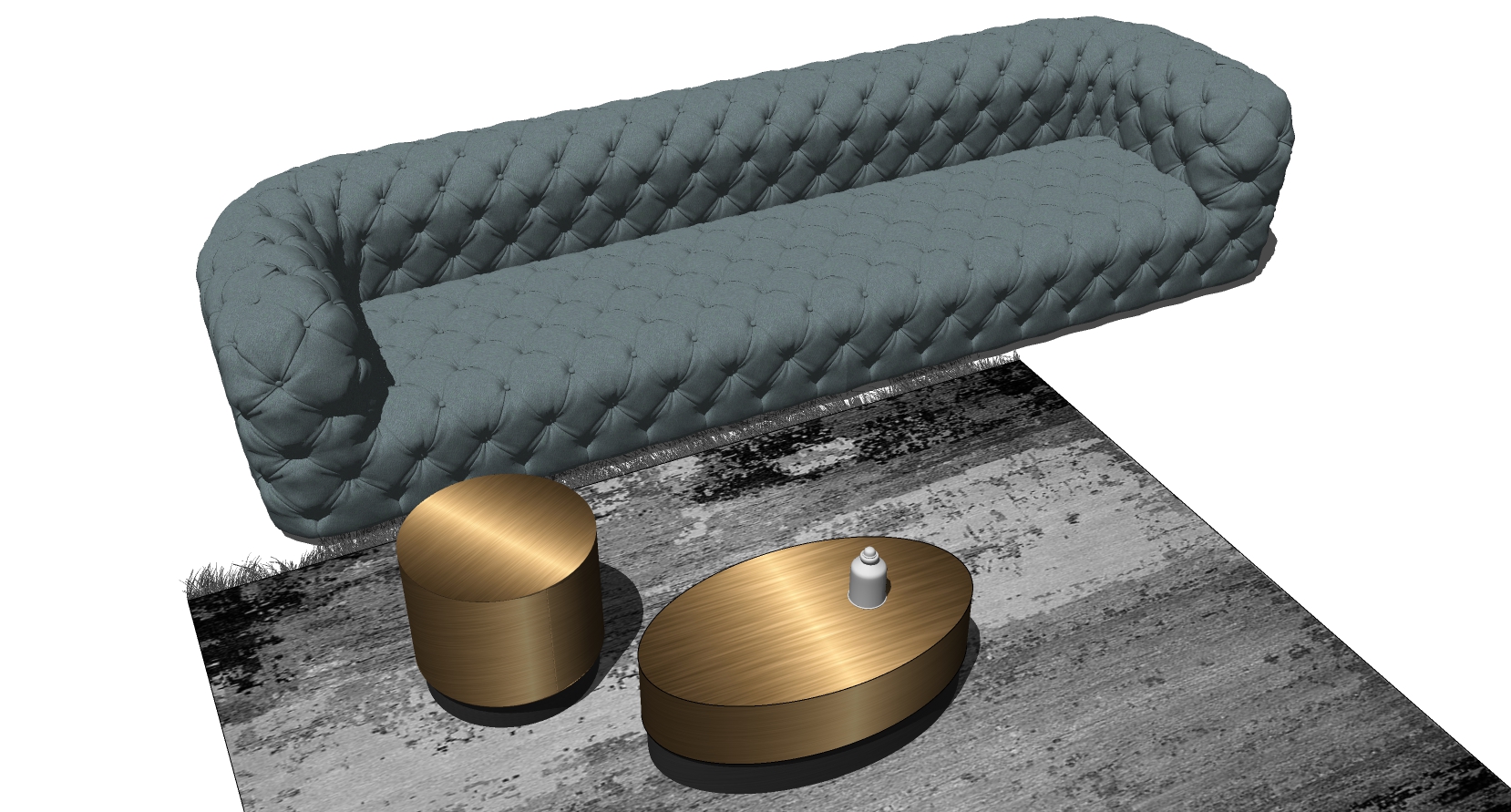 5现代意大利欧式皮革多人沙发金属茶几sketchup草图模型下载