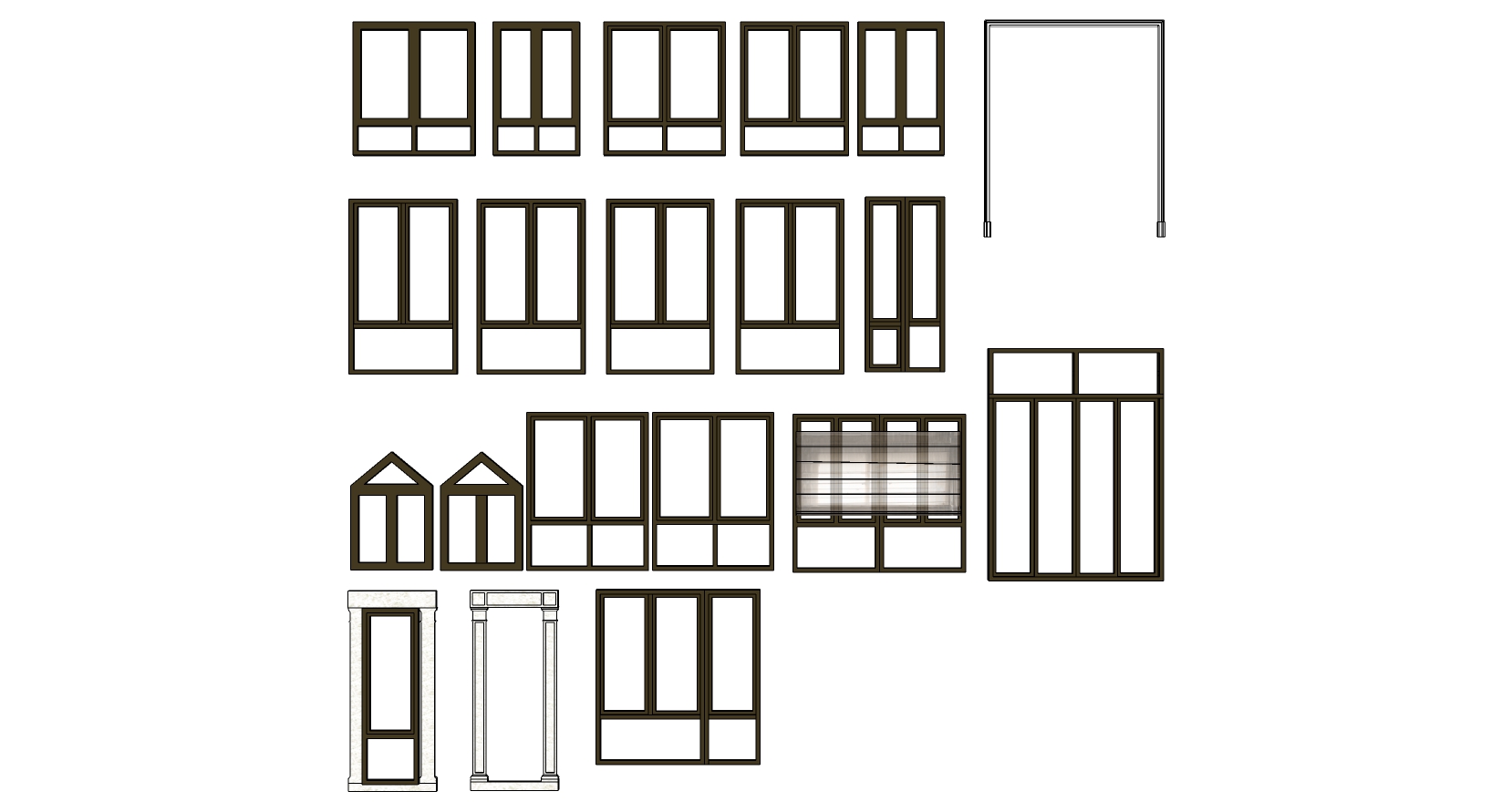 11现代门套窗套建筑窗户合sketchup草图模型下载