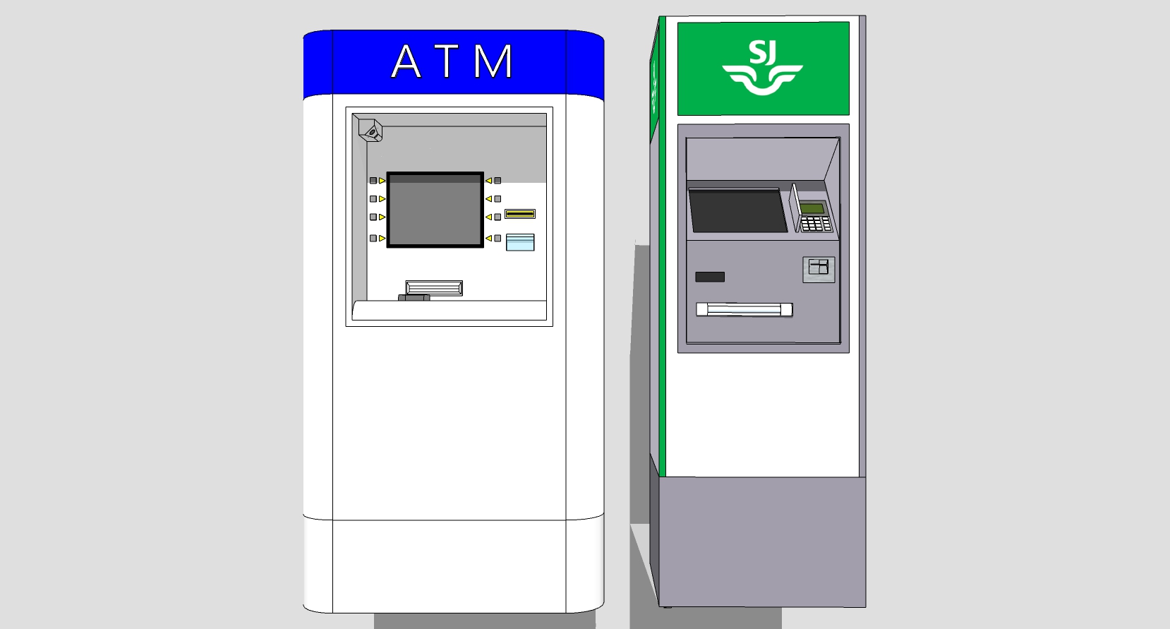 102银行ATM24小时自动取款机合集 sketchup草图模型下载