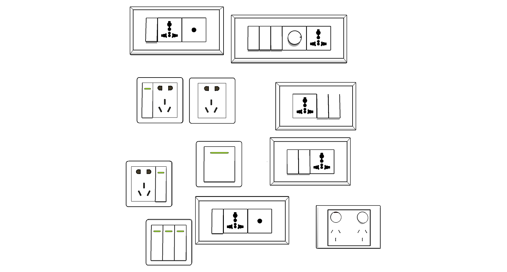 16现代开关插座sketchup草图模型下载(1)