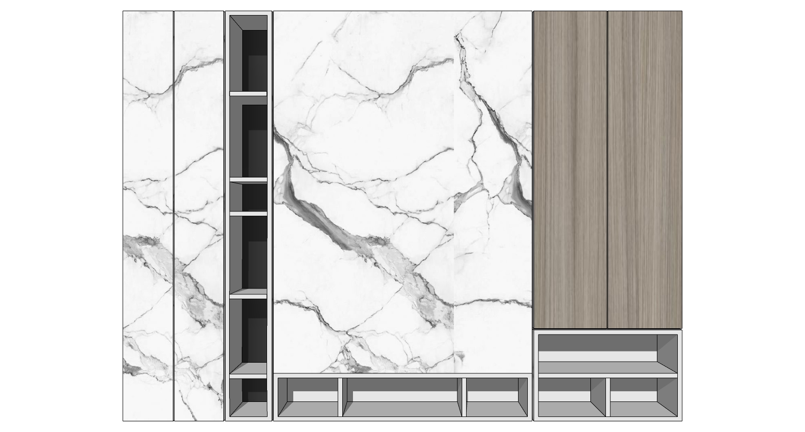 10现代石材电视背景墙sketchup草图模型下载