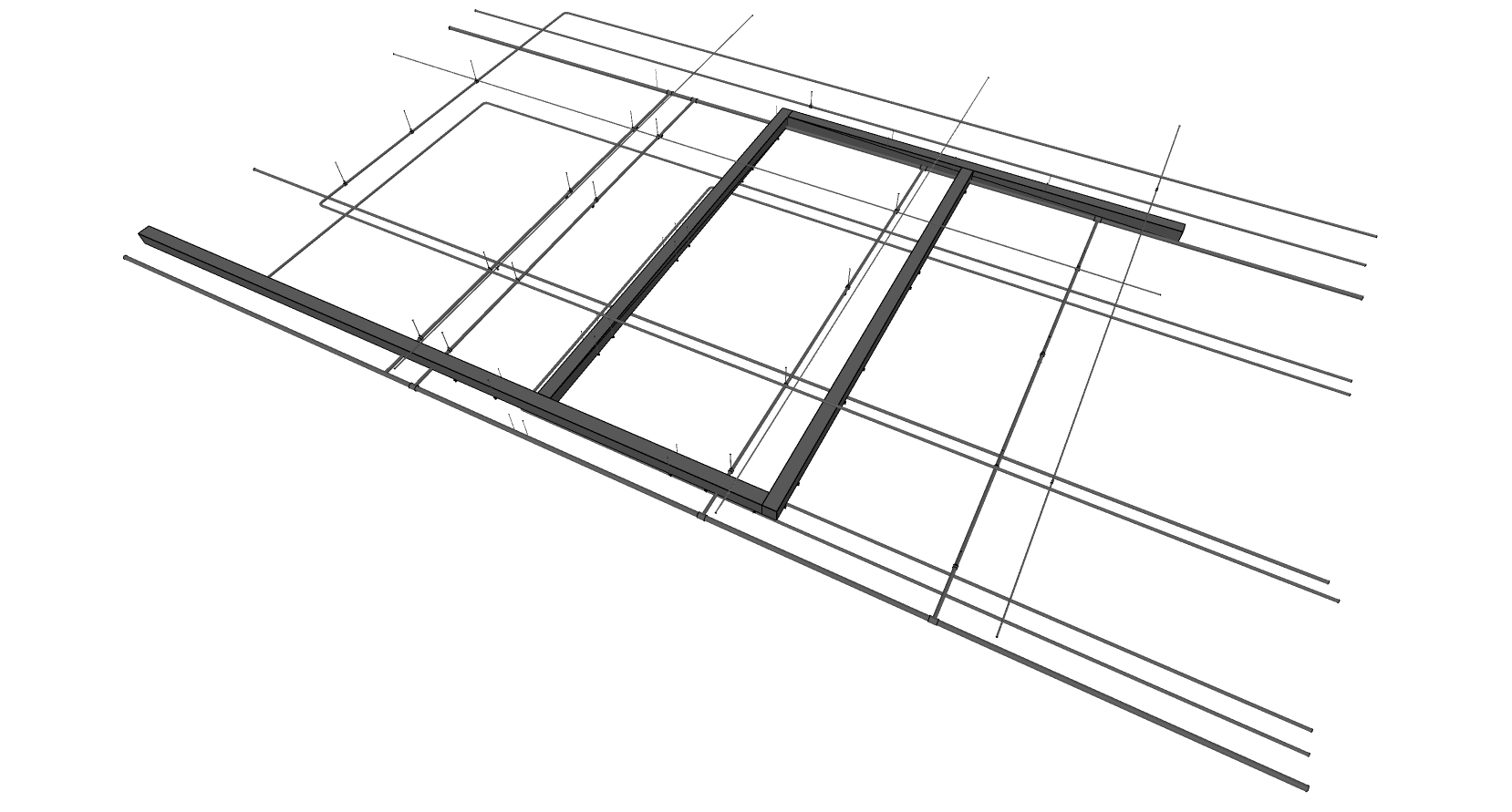 24吊顶天花裸顶管道系统喷淋消防管道sketchup草图模型下载(1)
