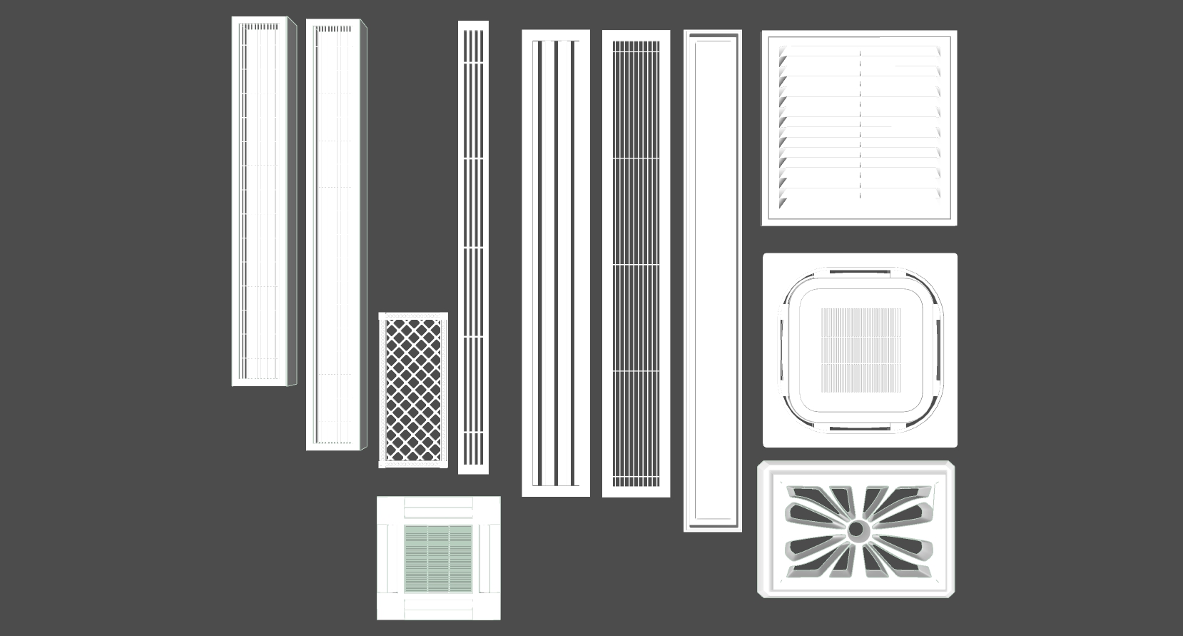 11现代空调出风口条形方形风口换气扇sketchup草图模型下载