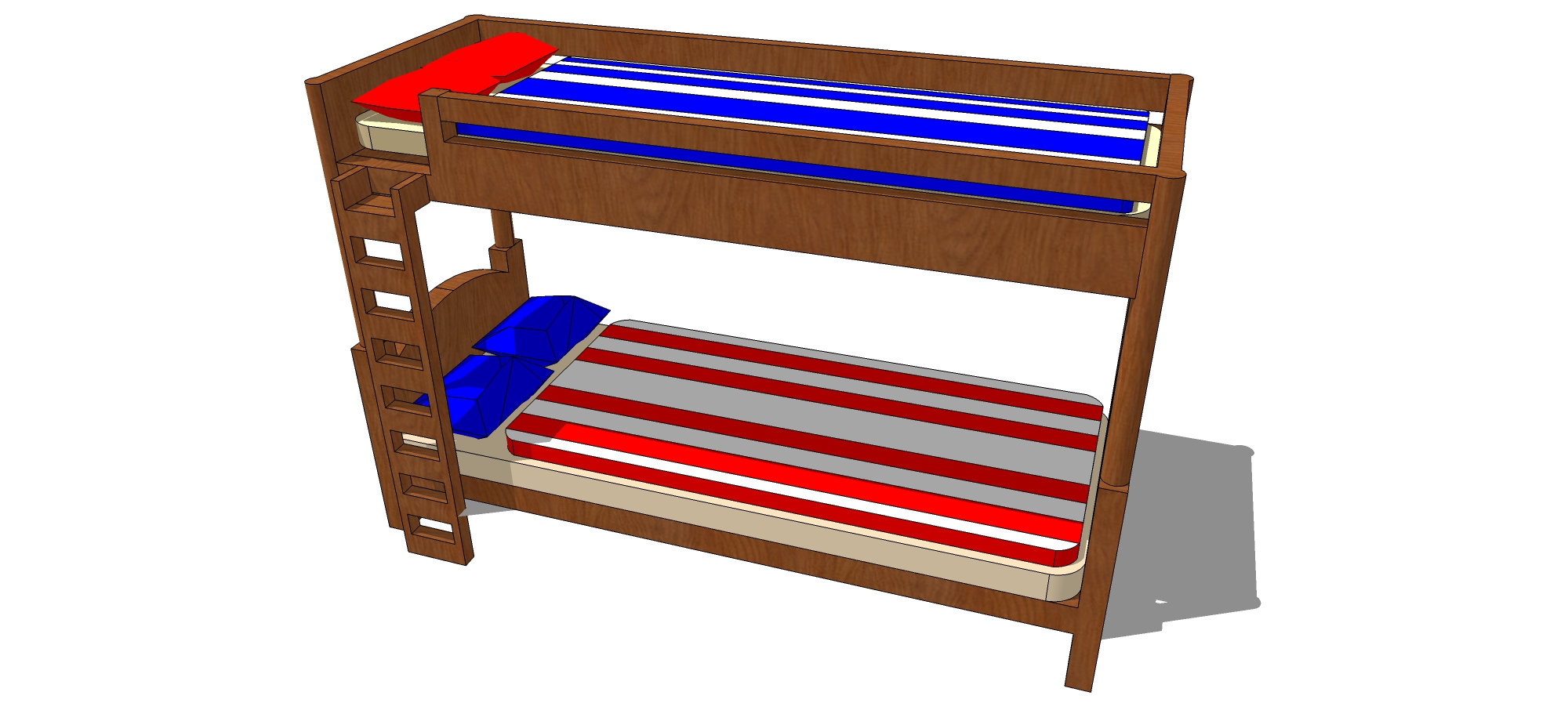 现代实木上下铺高低床sketchup草图模型下载 (3)(1)