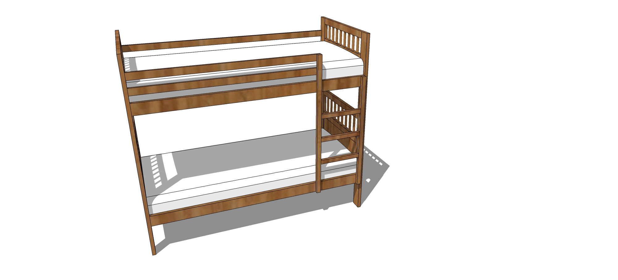 现代实木上下铺高低床sketchup草图模型下载 (2)(1)