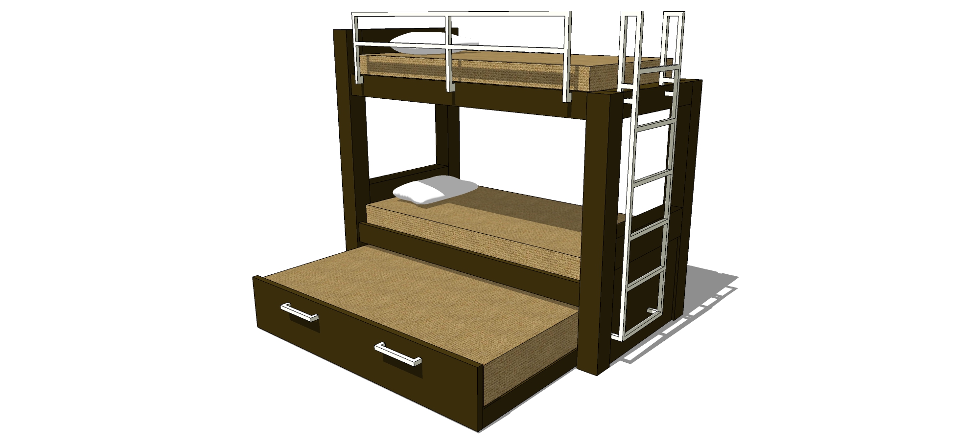 现代实木上下铺高低床sketchup草图模型下载 (1)(1)
