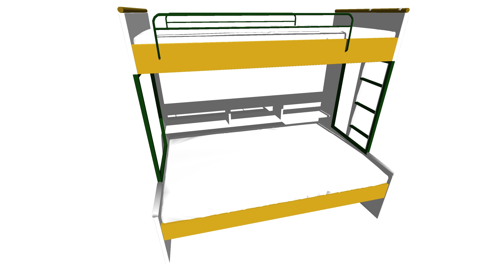 现代简约金属铁艺上下铺高低床宿舍床sketchup草图模型下载(1)