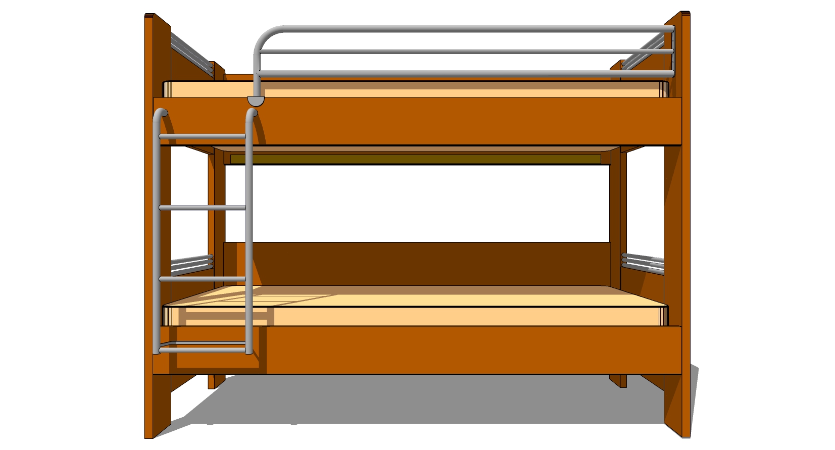 16现代宿舍实木上下铺单人床sketchup草图模型下载  (2)