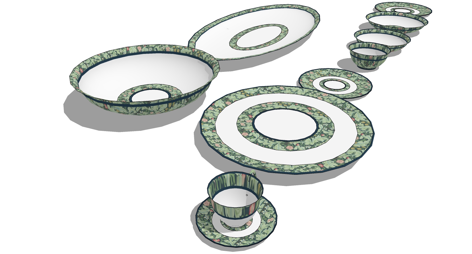 花纹餐具盘子水杯SketchUp草图模型下载 (1)(1)
