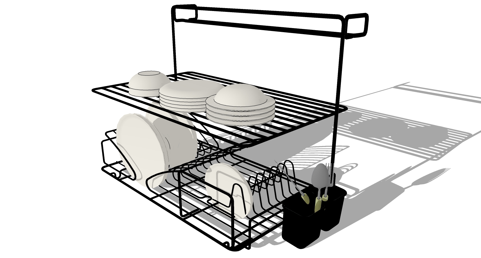 厨房摆件盘子碗架餐具SketchUp草图模型下载 (2)(1)