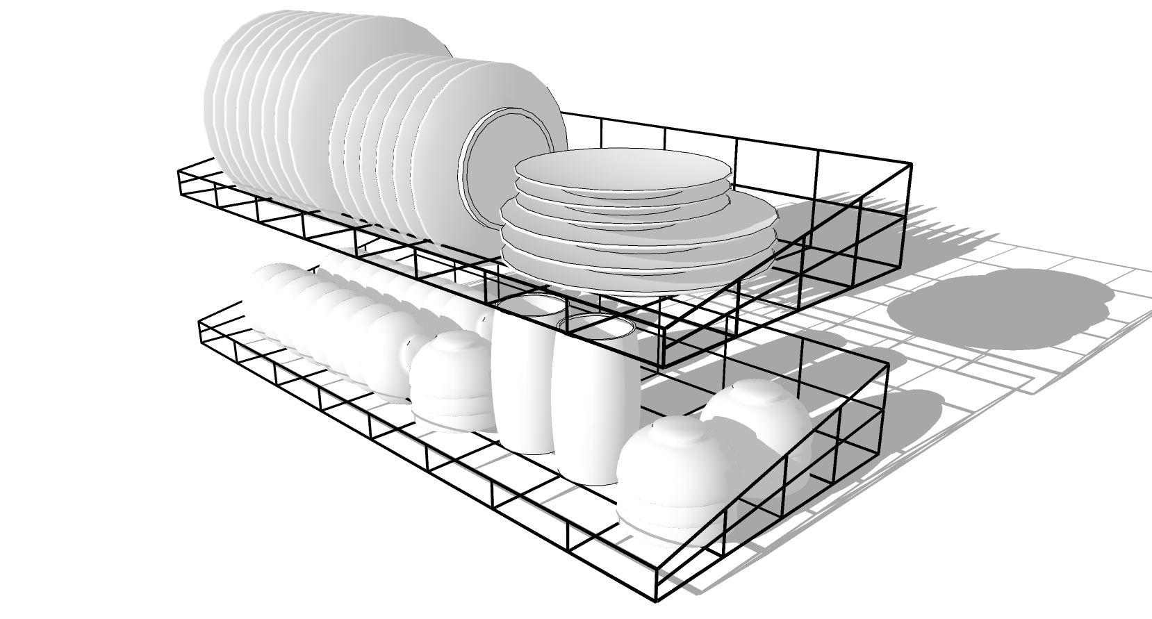 厨房摆件盘子碗架餐具SketchUp草图模型下载 (1)(1)