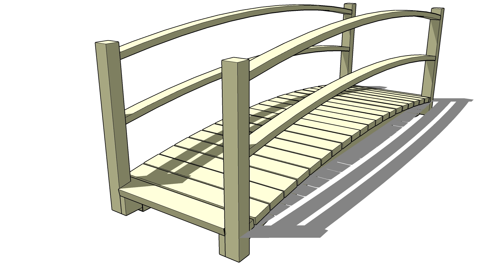 (11)木头实木防腐木拱桥sketchup草图模型下载(1)