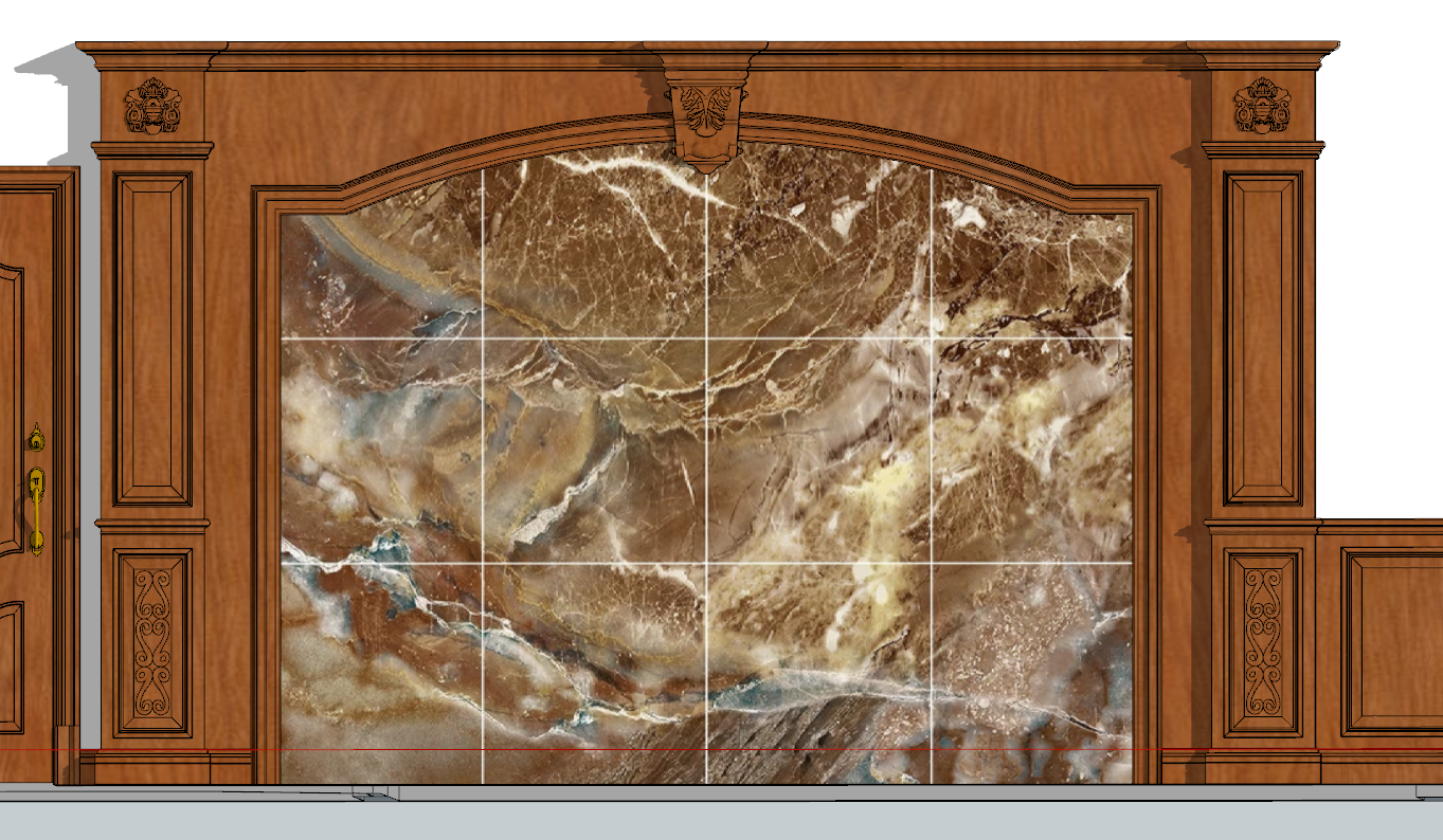 1欧式法式美式电视沙发背景墙护墙板木门sketchup草图模型下载 (1)