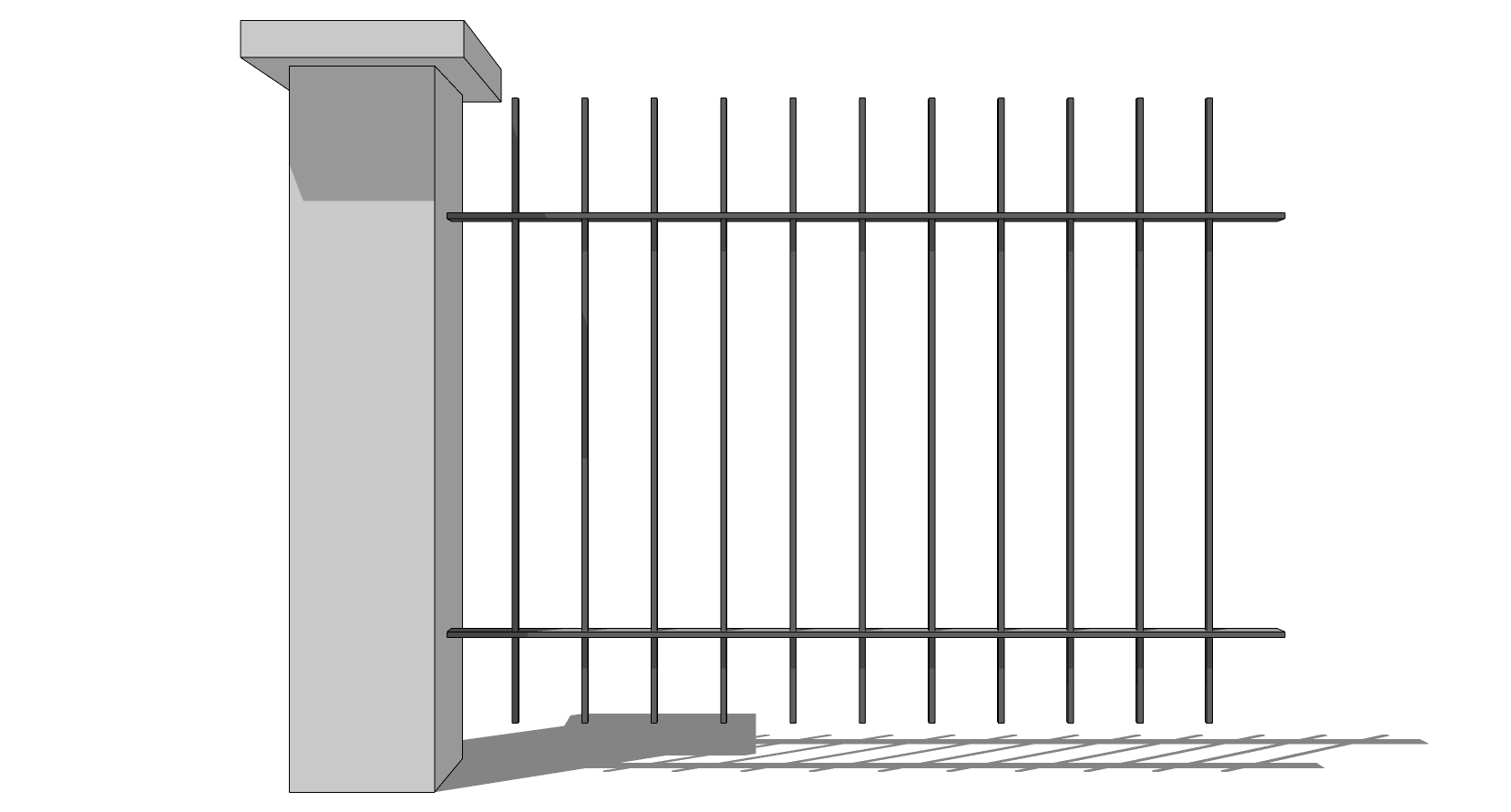 (20)欧式现代铁艺大门围墙护栏sketchup草图模型下载