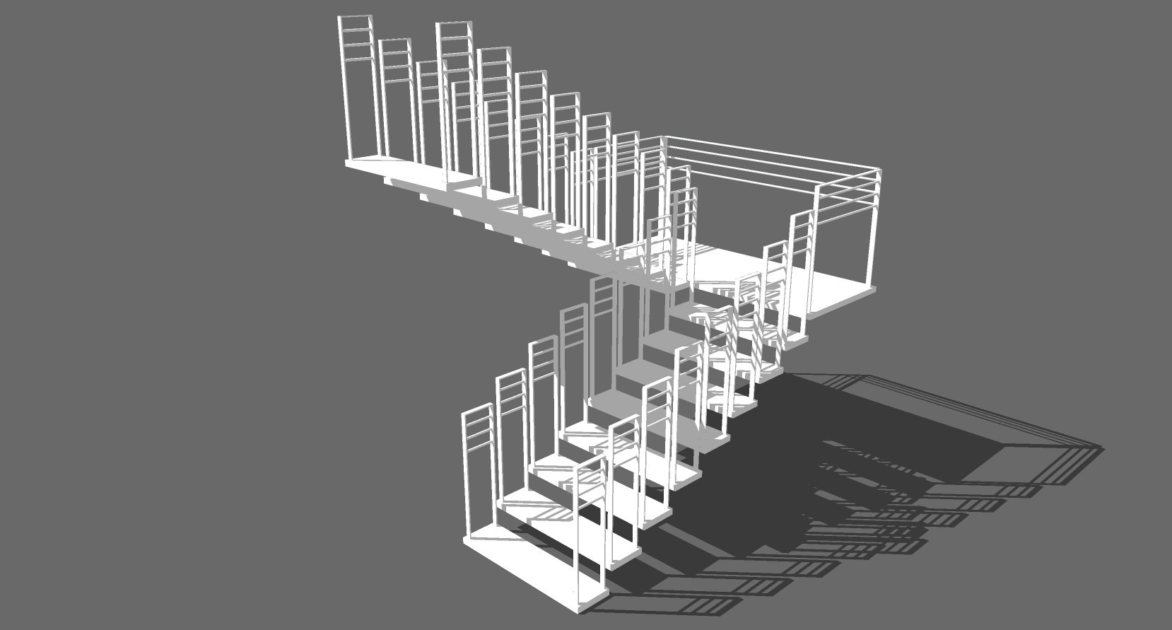 (19)现代简约白色金属铁艺旋转楼梯sketchup草图模型下载