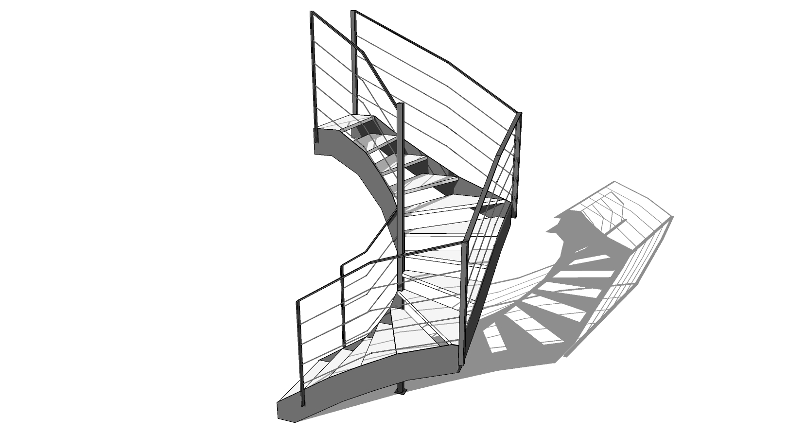 (18)现代金属铁艺旋转楼梯sketchup草图模型下载(1)