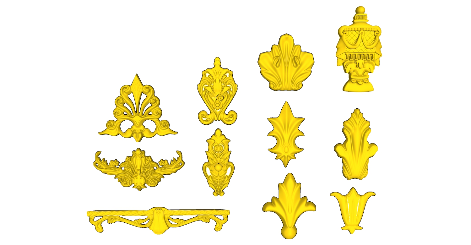 欧式法式雕花石膏雕花花纹构件SketchUp草图模型下载 (3)(1)