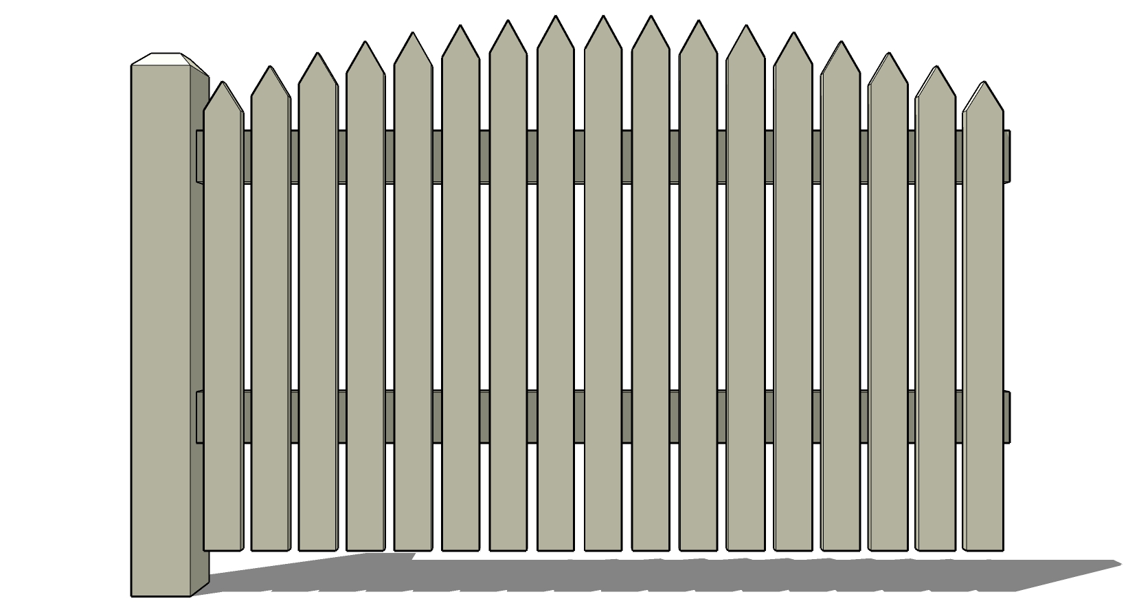 (22)木栅栏护栏大门围墙sketchup草图模型下载