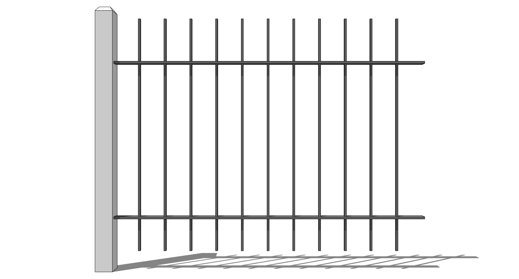 (21)欧式现代铁艺大门围墙护栏栅栏sketchup草图模型下载(1)