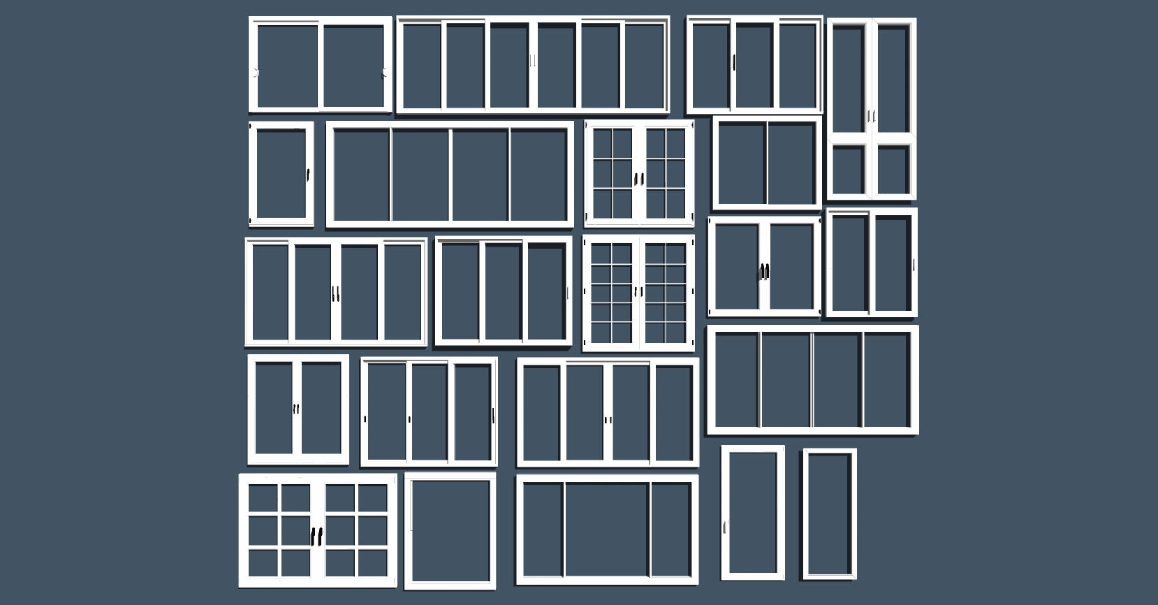 (48)现代建筑阳台铝合金门窗sketchup草图模型下载(1)