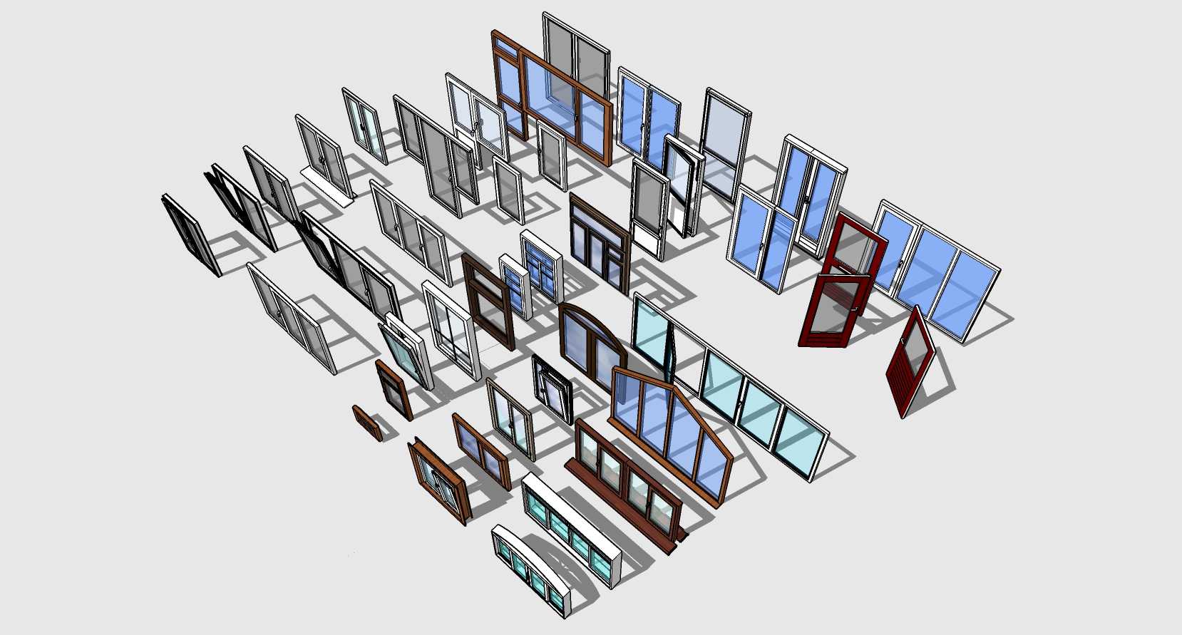 (47)现代建筑阳台铝合金门窗sketchup草图模型下载