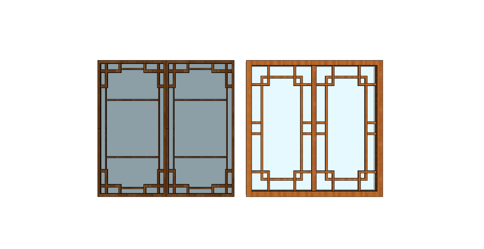 中式花格窗户花窗SketchUp草图模型下载