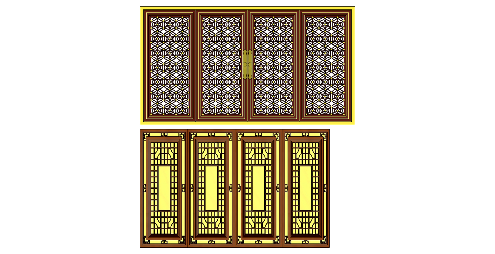 中式花格窗户花窗SketchUp草图模型下载(1)