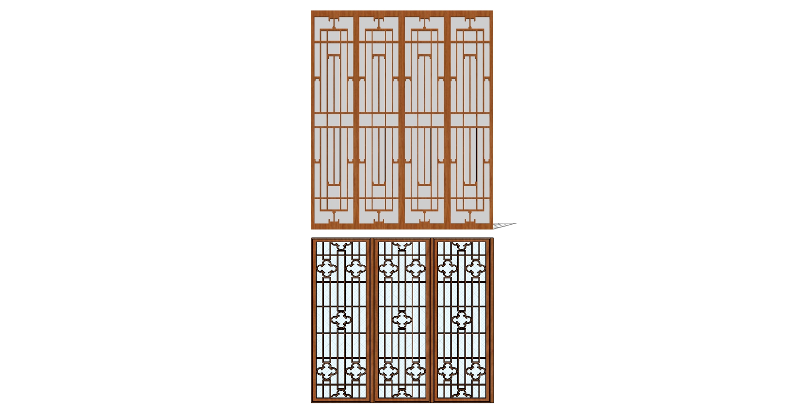 中式花格窗户花窗 SketchUp草图模型下载(1)