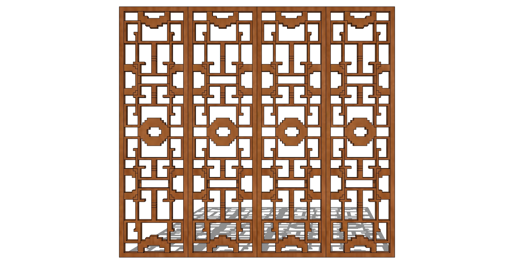 中式花格窗户花窗 SketchUp草图模型下载