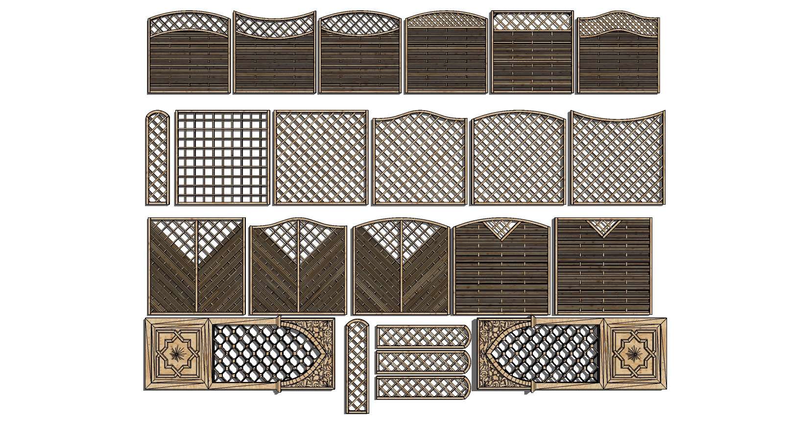 18新中式栅栏sketchup草图模型下载