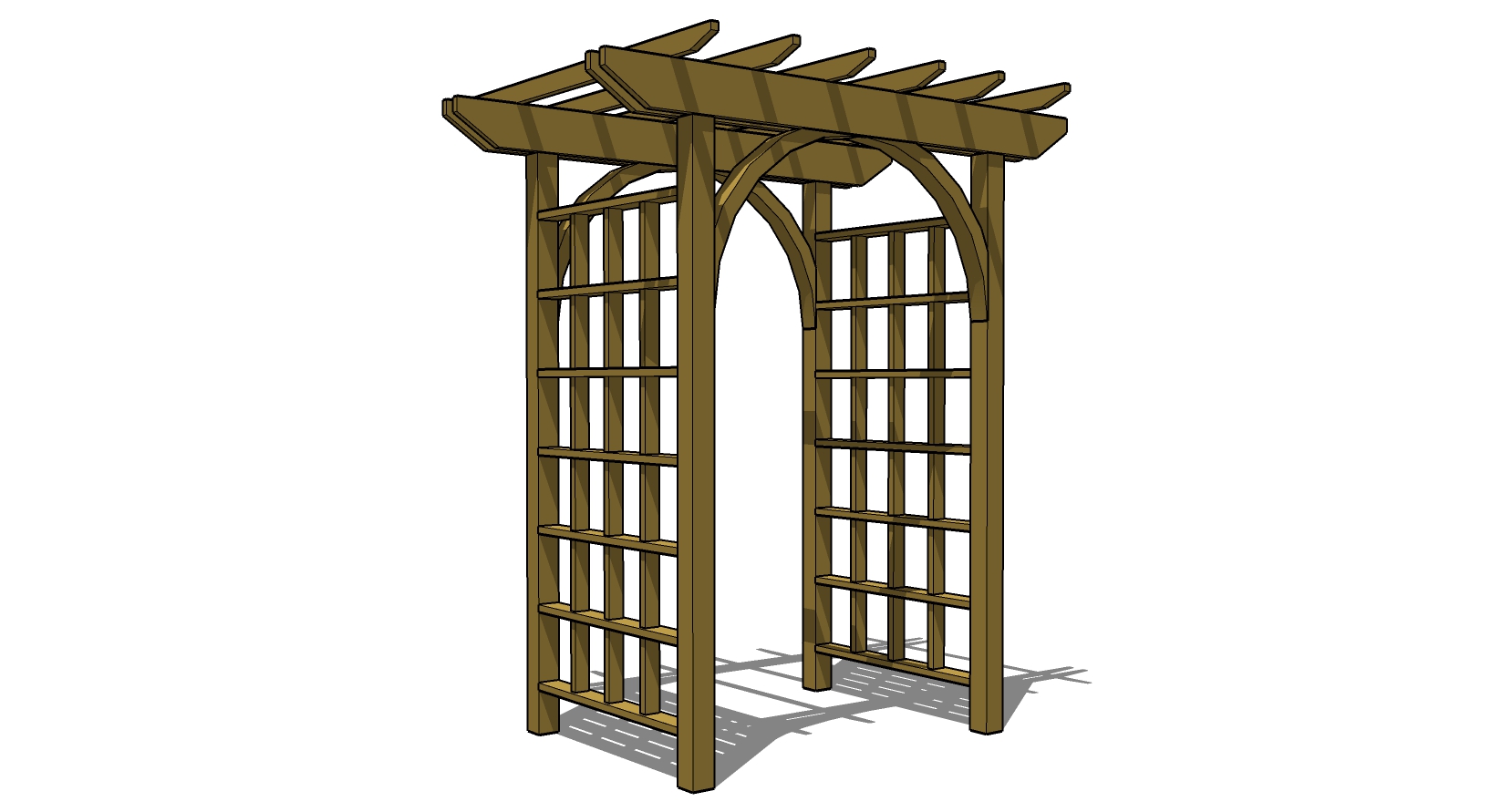 (7)欧式木质防腐木连廊大门拱形门sketchup草图模型下载