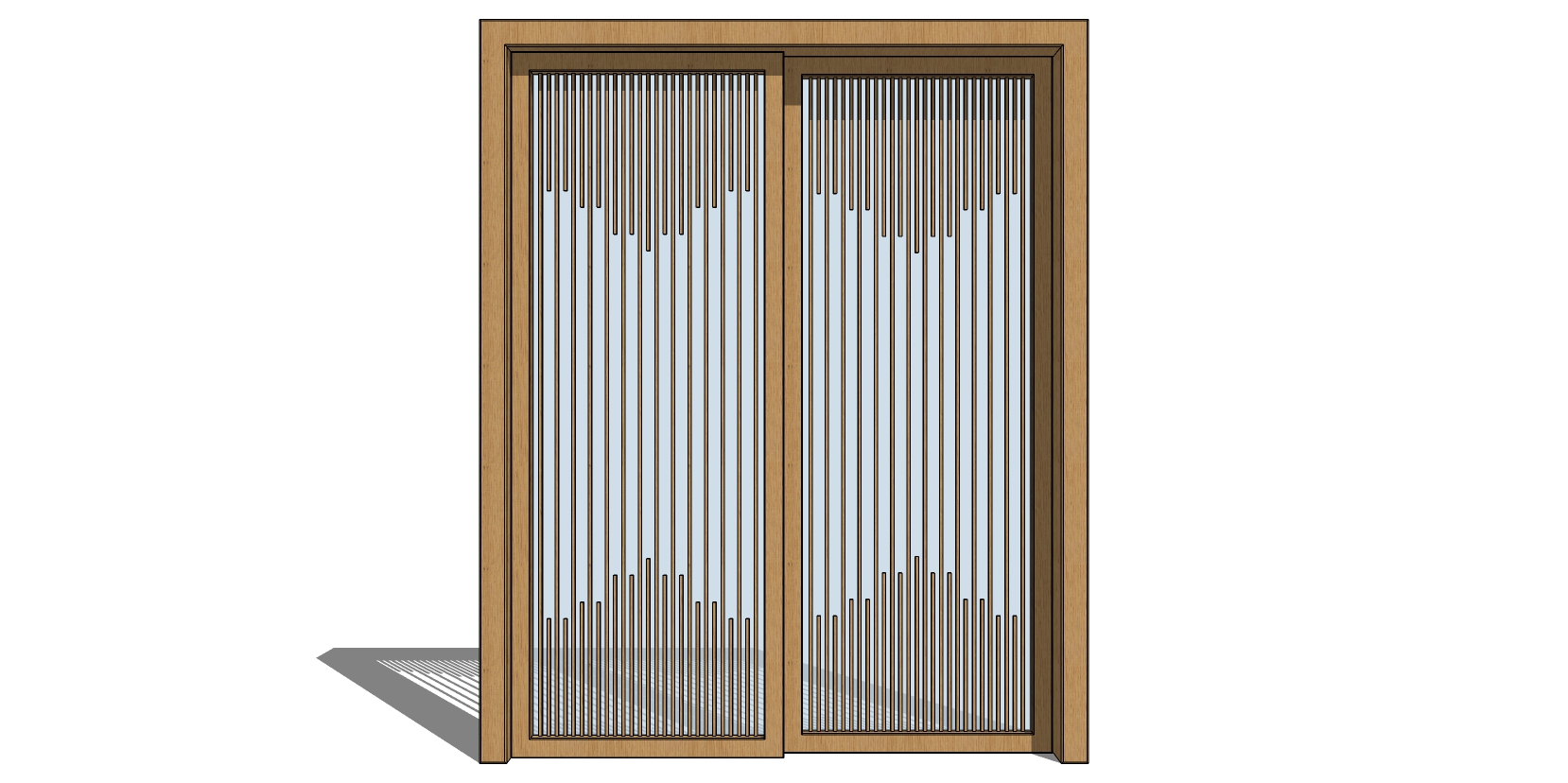 新中式玻璃推拉门门扇SketchUp草图模型下载