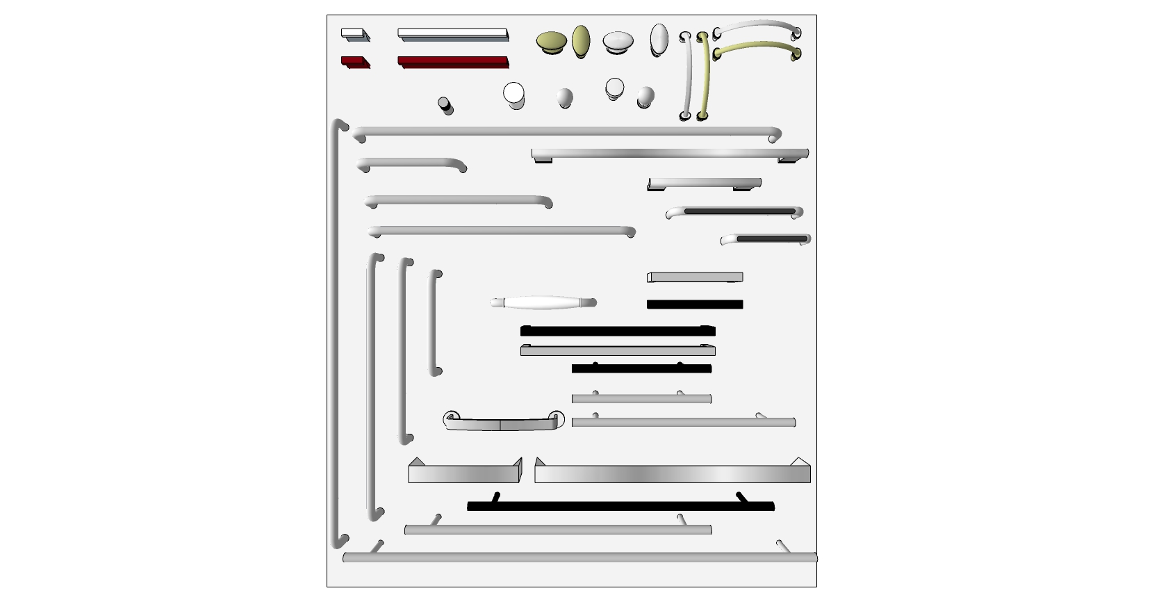(39)现代橱柜抽屉门把手拉手五金件sketchup草图模型下载