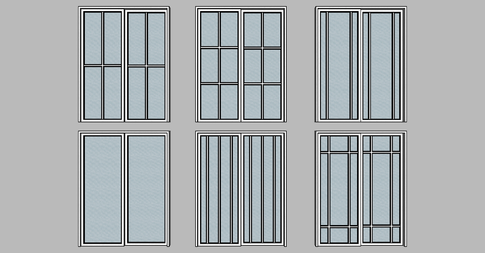 3现代新中式玻璃门组合sketchup草图模型下载