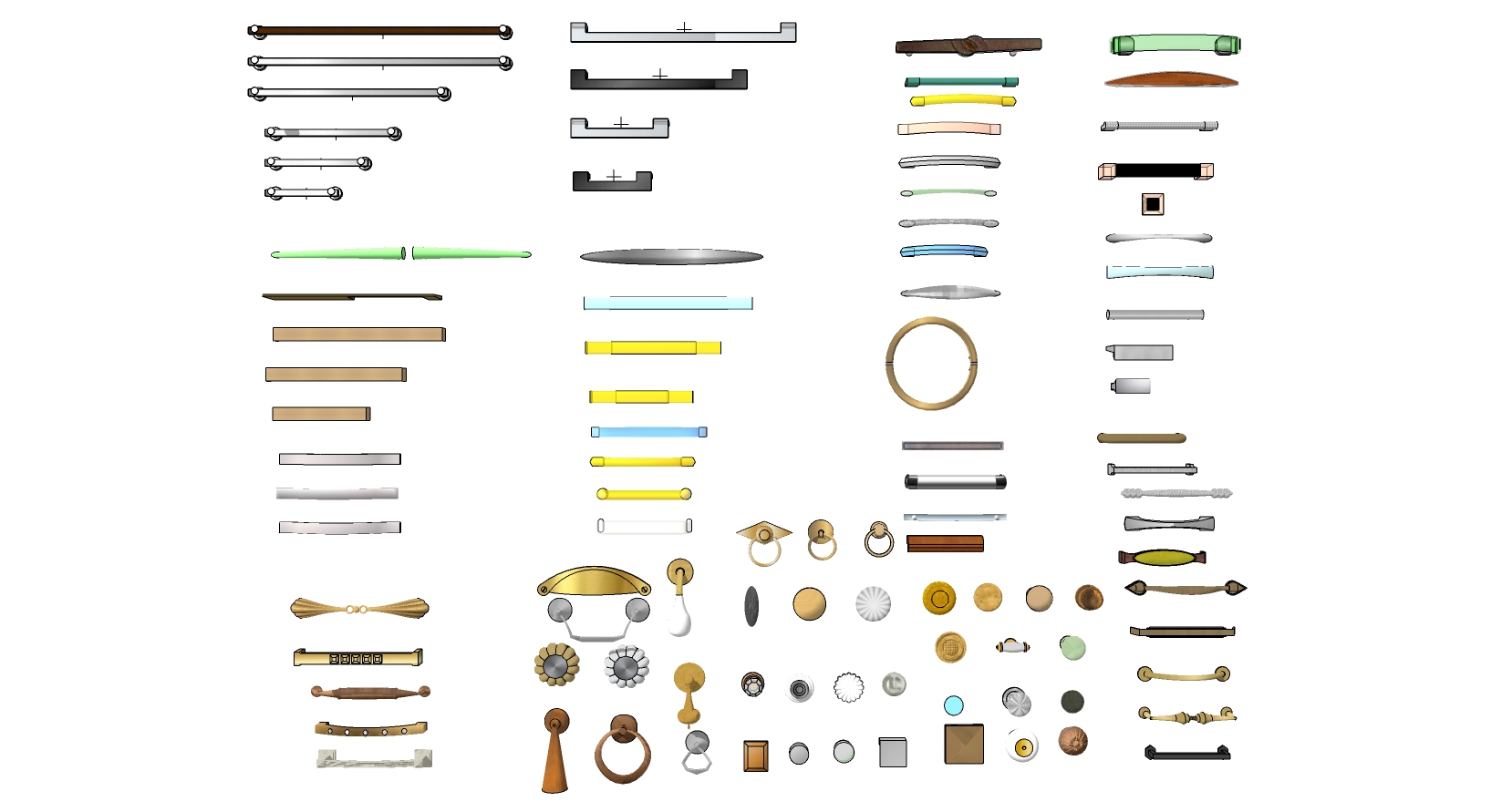 (40)欧式现代橱柜抽屉门把手拉手五金件sketchup草图模型下载(1)
