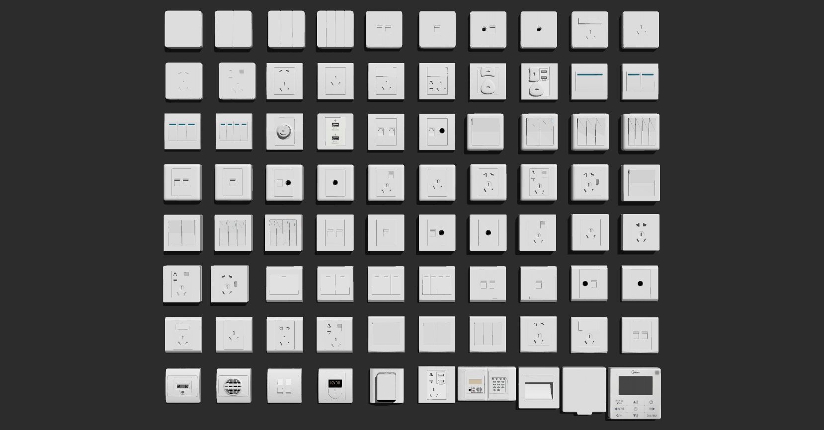 (24)开关插座插排电源开关sketchup草图模型下载