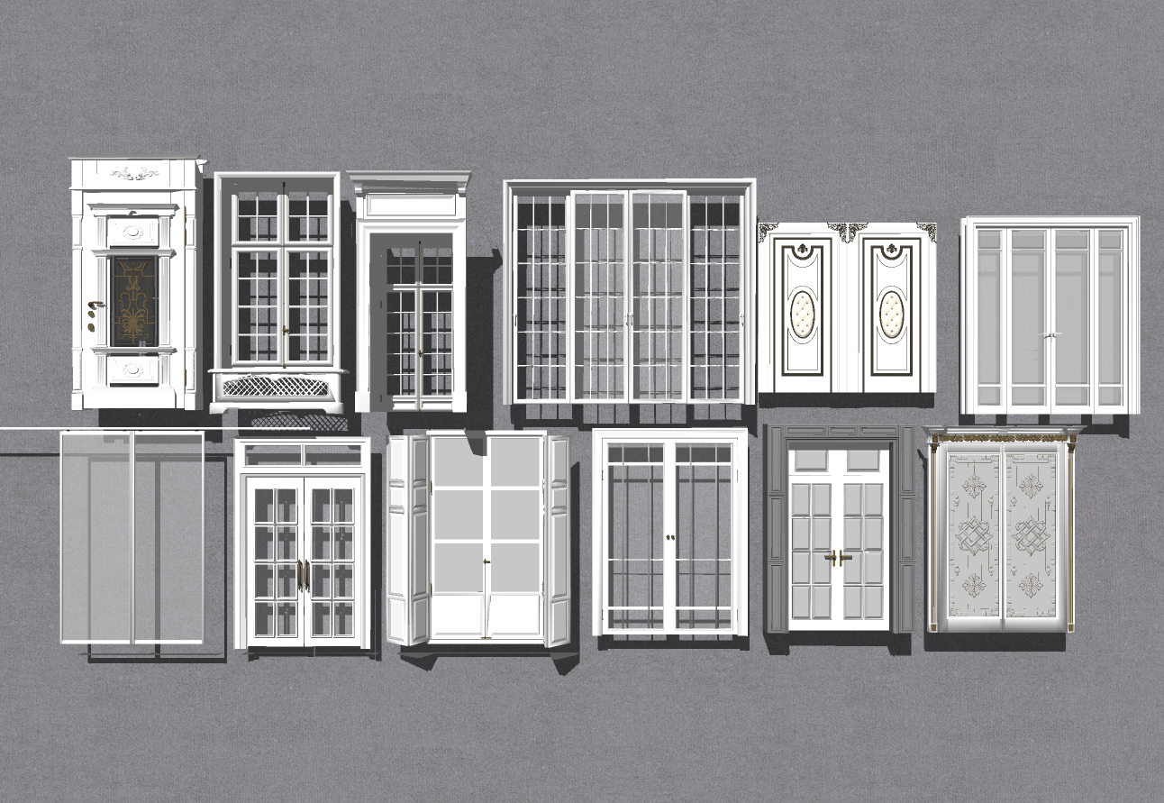 4欧式双开门组合sketchup草图模型下载