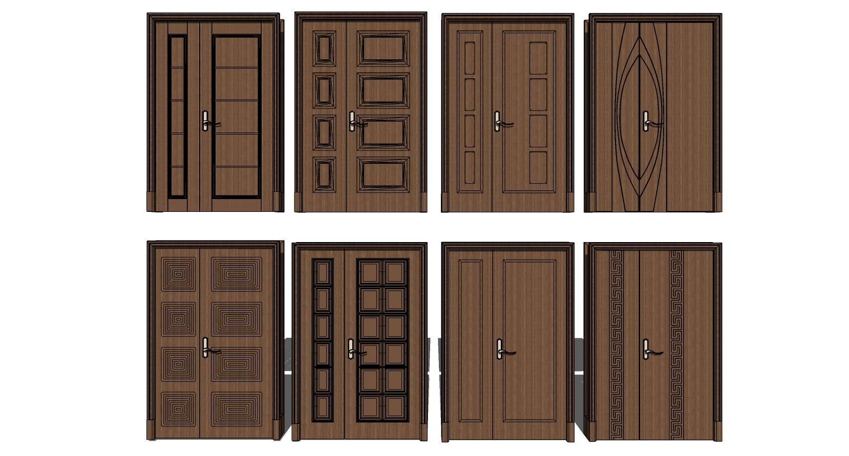 18现代子母门组合sketchup草图模型下载(1)